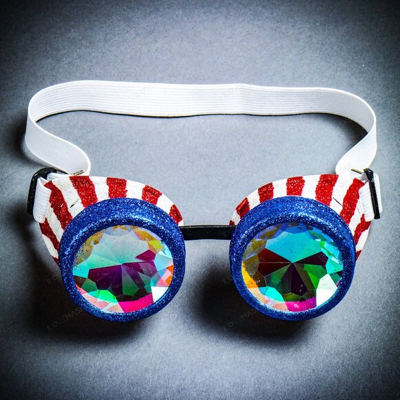USA 4th of July Holiday Party Costume Goggles w/ Kaleidoscope Lens Glasses - Picture 1 of 2
